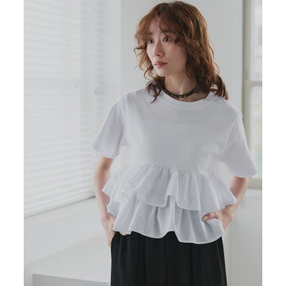 【2026SS新作】ティアードフリル ショート丈Tシャツ （チャコール）｜詳細画像