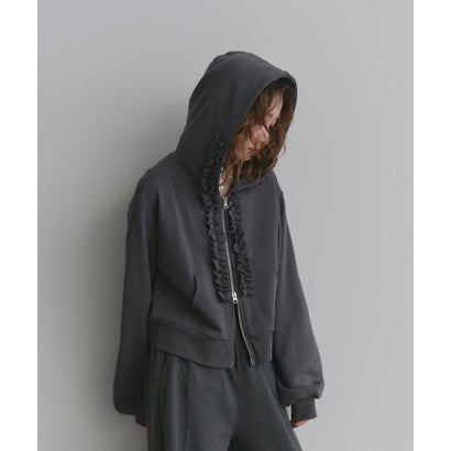 【2026AW新作】フロントフリル ダブルジップスウェットブルゾン （ブラウン）｜詳細画像