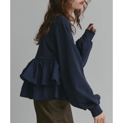 【2026AW新作】ティアードフリル ショート丈スウェットプルオーバー （ネイビー）｜詳細画像