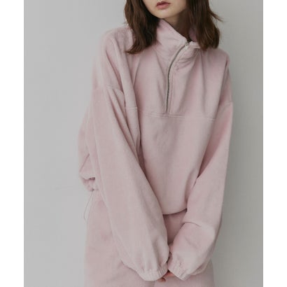 アドティエ ad thie 【2026AW新作】フリースハーフジッププルオーバー 腹巻付きイージーワイドパンツセット （ライトグレー）｜詳細画像