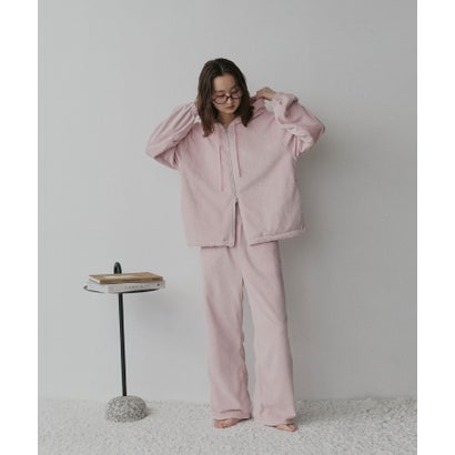 アドティエ ad thie 【2026AW新作】フリースジップパーカー 腹巻付きイージーワイドパンツ セット （ベージュ）｜詳細画像