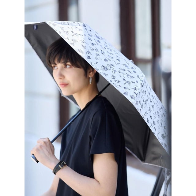 プリント晴雨兼用折り畳み傘 （アイボリー）