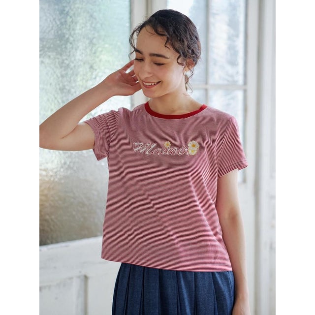 ボーダーショートTシャツ （レッド系）