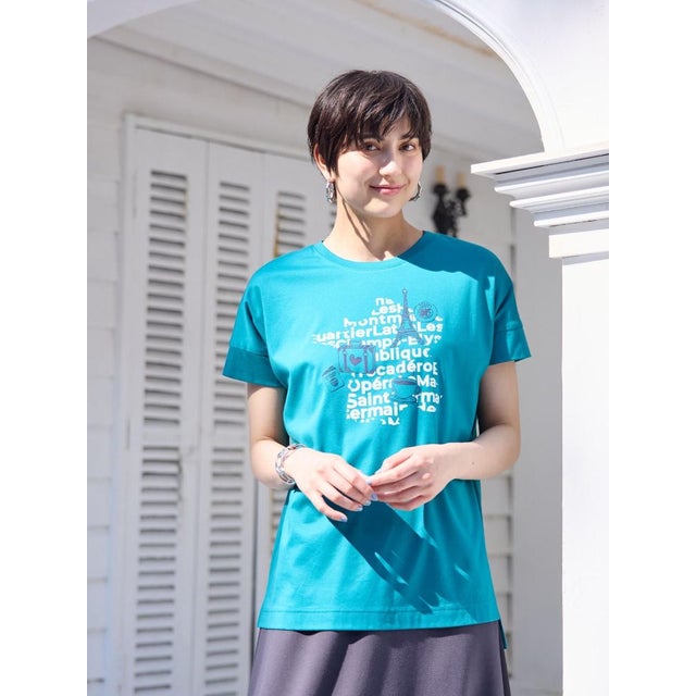 【接触冷感】フランス旅Tシャツ （カーキ）