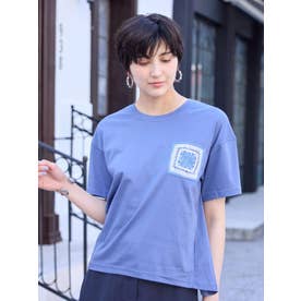【接触冷感】グラニースクエア風Tシャツ【CoC by CARA O CRUZ】 （ブルー系）
