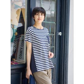 洗える ボーダーMIXTシャツ【CoC by CARA O CRUZ】 （ネイビー）
