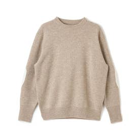 エルボーパッチクルーネックニット （キャメル）