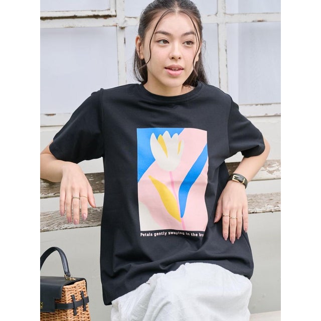 【吸水速乾・UVケア】チューリップTシャツ （ブラック）