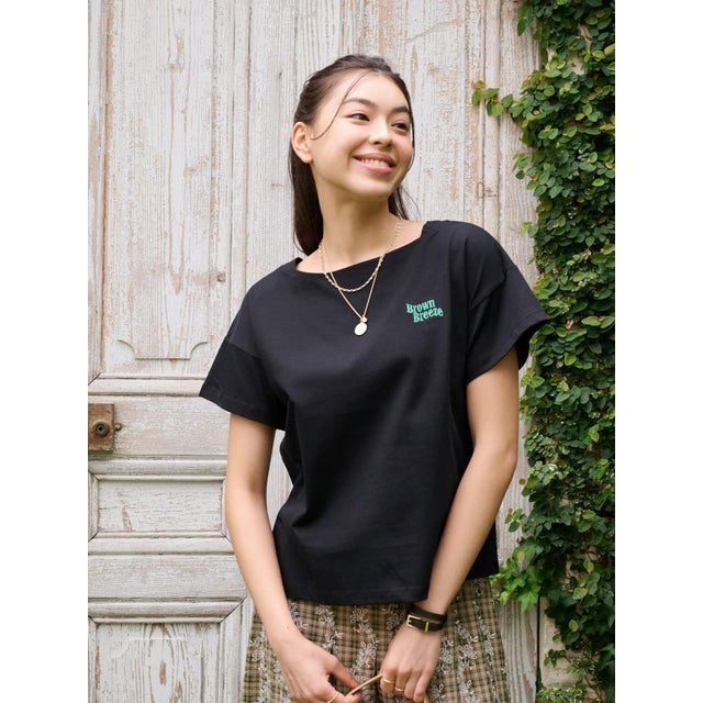 【UVケア 吸水速乾 洗える】 胸刺繍Tシャツ （ブラック）