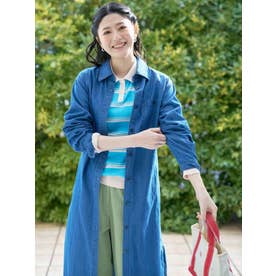 ベルテッドロングシャツ （ブルー系）