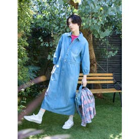 デニムシャツワンピース （コバルトブルー）