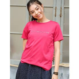 【接触冷感】刺繍＆スパンコールのロゴTシャツ （レッド）