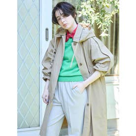 【撥水・UVカット】フーデッドロングコート （キャメル系）