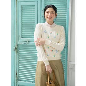 刺繍クルーネックニット【CoC by CARA O CRUZ】 （アイボリー）