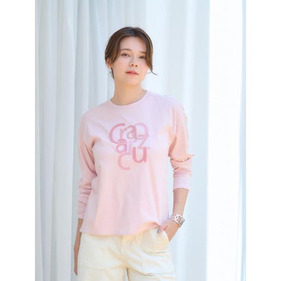 洗える スパンコール刺繍ロゴTシャツ （ピンク系）｜詳細画像