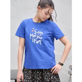 【接触冷感】刺繍クルーネックTシャツ （ブルー系）