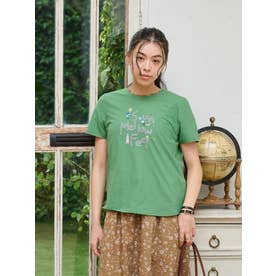 【接触冷感】刺繍クルーネックTシャツ （カーキ）