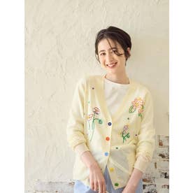 フローラル刺繍Vネックカーディガン【CoC by CARA O CRUZ】 （アイボリー）