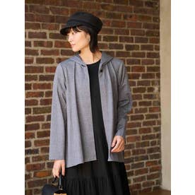 【接触冷感 ストレッチ 洗える】フーデッドハオリ【セットアップ】 （ブラック）