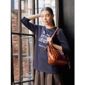 【接触冷感】スパンコール刺繍のロゴTシャツ （ネイビー）