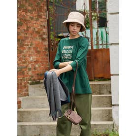 【接触冷感】スパンコール刺繍のロゴTシャツ （モスグリーン）