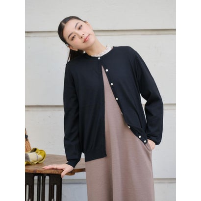 クルーネックカーディガン【ZEGNA BARUFFA】【セットアップ】 （ブラック）｜詳細画像