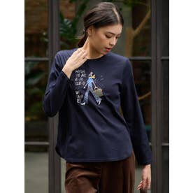 【接触冷感】ガールモチーフTシャツ （ネイビー）