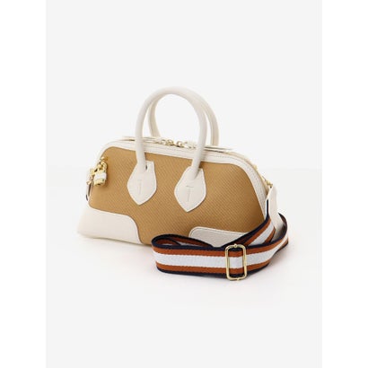 ラインテープショルダー付ボストンBag（ホワイト）｜詳細画像