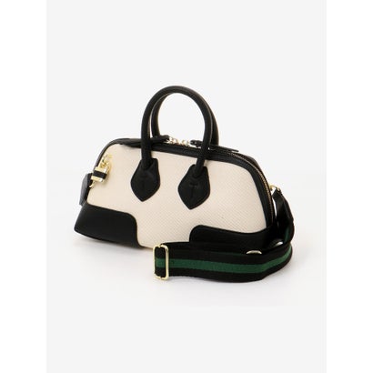 ラインテープショルダー付ボストンBag（ホワイト）｜詳細画像