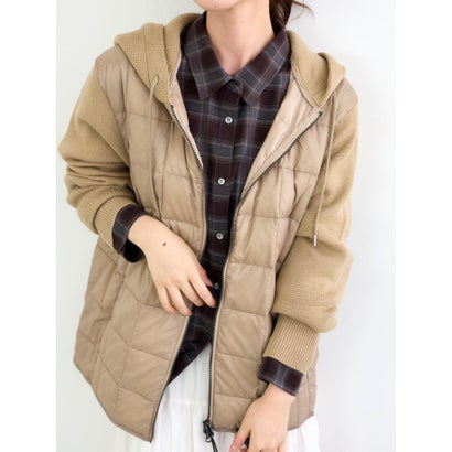 ルクールブラン le.coeur blanc TAION KNIT DOCKING DOWN JACKET （ブラック）｜詳細画像