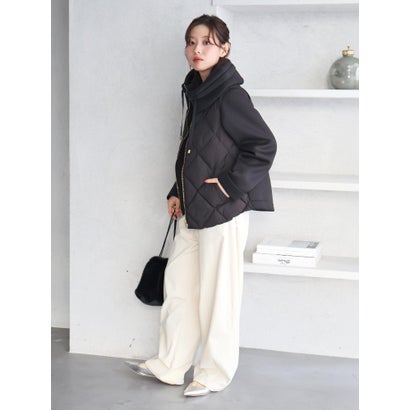 カットボンディングスムースタフタショートブルゾン （ブラック）｜詳細画像