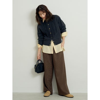 ルクールブラン le.coeur blanc フロントフリルニットカーデ （ブルー）｜詳細画像