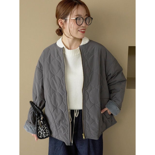 リバーシブルキルティングブルゾン （グレー）