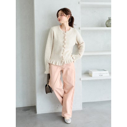 パールボタンフリルカーディガン （グレー）｜詳細画像