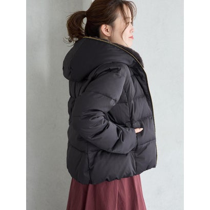 ファーフードショートダウン （ネイビー）｜詳細画像