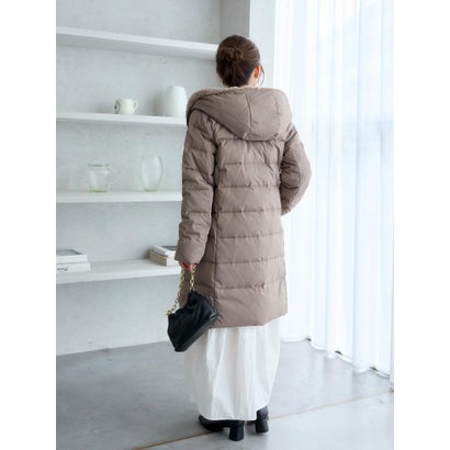 ファーフードロングダウン （ブラウン）｜詳細画像
