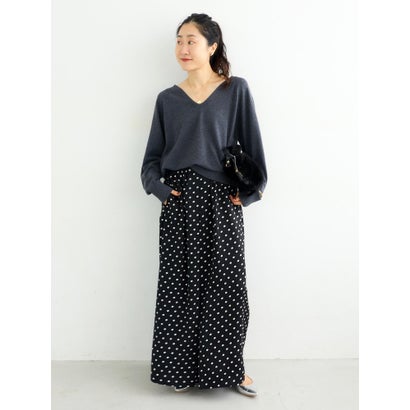 ウールブレンドVネックニット （レッド）｜詳細画像
