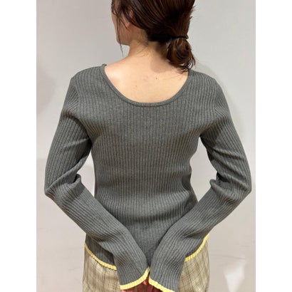 ルクールブラン le.coeur blanc 配色リブニット （ホワイト）｜詳細画像