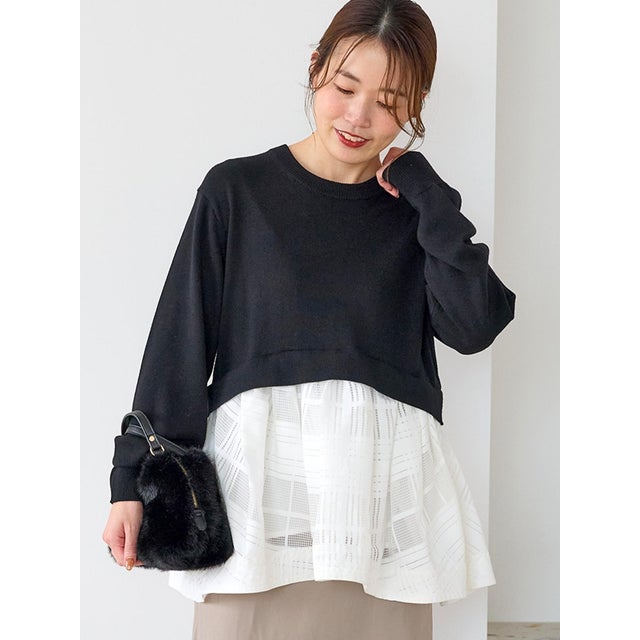 TORRAZZO DONNAシアーペプラムトップス （ブラック）