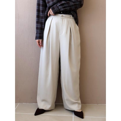 とろみツイルタックワイドパンツ （ベージュ）｜詳細画像