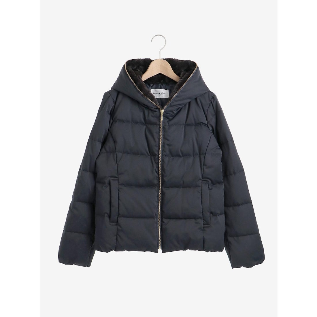 le.coeur blanc ファーフードショートダウン（ネイビー 