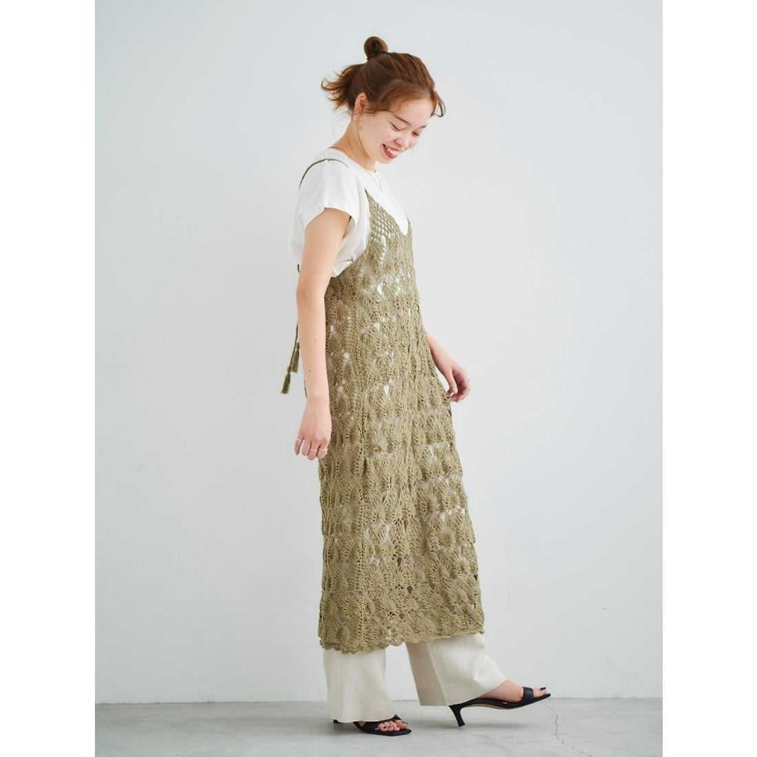 le.coeur blanc ハンドクロシェキャミワンピース（ホワイト