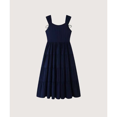 Navy Bow Strap Tiered Midi Dress （Navy）｜詳細画像