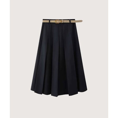 Elegant Pleats Skirt With Belt （Dark Navy）｜詳細画像