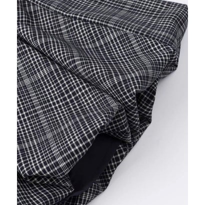 Plaid Ruffle Zip Jacket Bubble Skirt Set Up （Navy）｜詳細画像