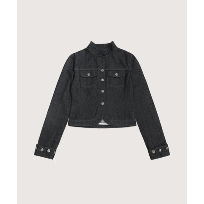 Cropped Half Collar Denim Jacket （Blue）｜詳細画像