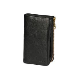 ミドル財布 ブランド レザー 本革 二つ折り 320-2001 （ブラック）