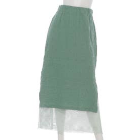 メッシュレイヤードシャーリングスカート （ライトグリーン）