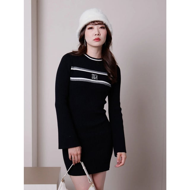 リップサービス LIP SERVICE LPラインリブニットワンピース （ブラック 