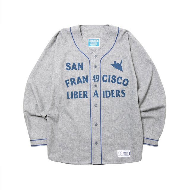 フランネル ベースボールシャツ（FLANNEL BASEBALL SHIRT） （GRAY）